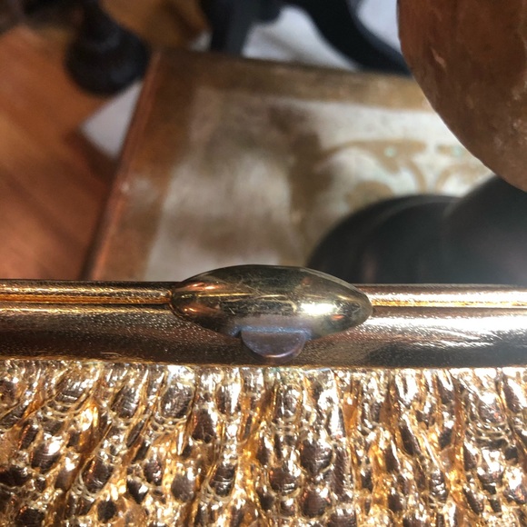 SALE💐VINTAGE (Japan 1950's) "M M" GOLD HANDBAG - Picture 12 of 16